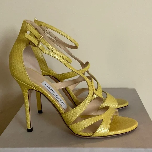 Jimmy Choo Women Furrow Yellow Pearlised Printed Leather